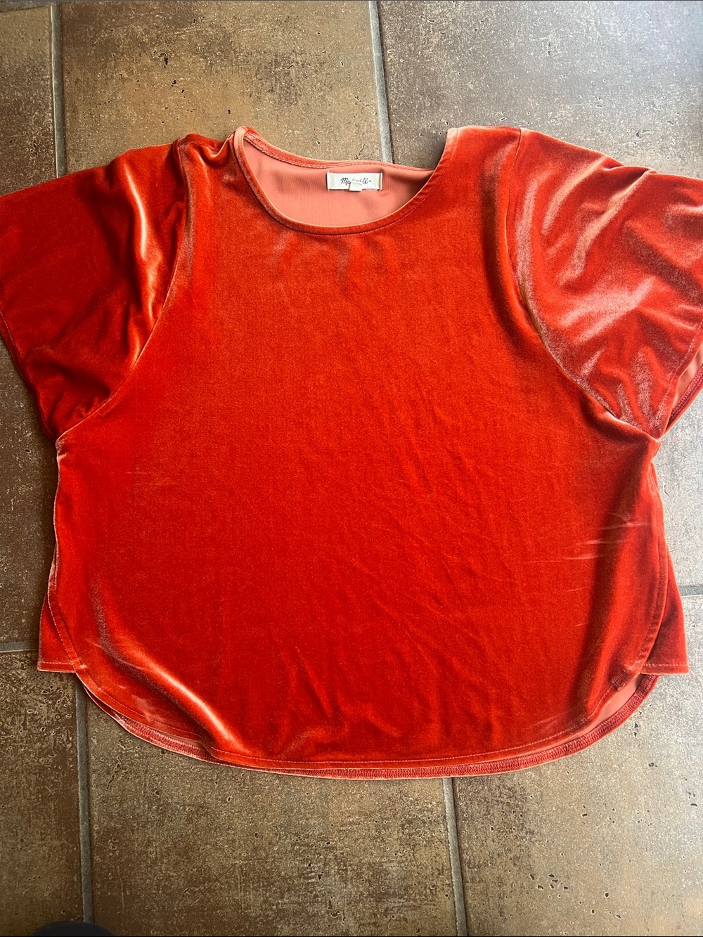 Madewell Velvet Short Sleeve Top